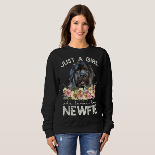 Sweatshirt Terre-Neuve Juste Une Fille Qui Aime Son Newfie (Devant entier)