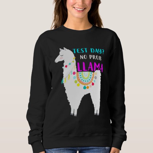 Sweatshirt Test Jour No Prob Llama Test d'examen enseignant (Devant)