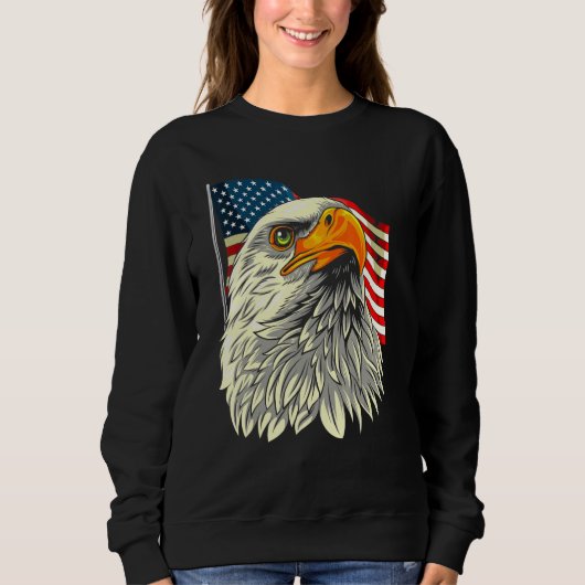 Sweatshirt Tête D'Aigle Bald Avec Étoiles Et Rayures Drapeau  (Devant)