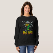 Sweatshirt Tête d'alien mangeant une pizza UFO extraterrestre (Devant entier)