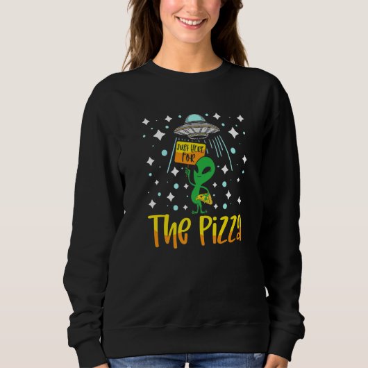 Sweatshirt Tête d'alien mangeant une pizza UFO extraterrestre (Devant)