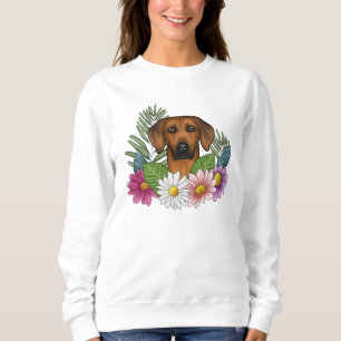 Sweatshirt Tête de chien Ridgeback de Rhodésie Fleurs sauvage