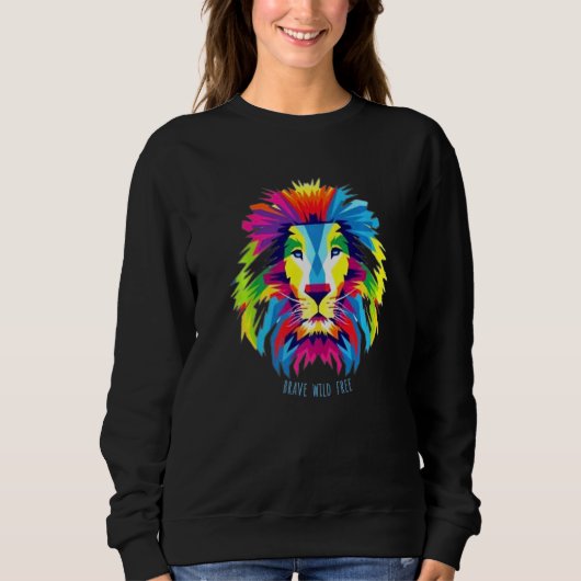 Sweatshirt Tête de lion colorée cool (Devant)