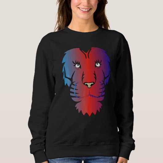 Sweatshirt Tête de lion cool Graphic brillant coloré (Devant)