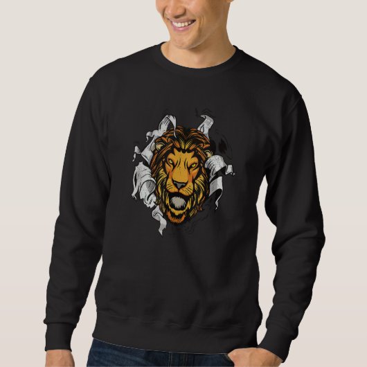 Sweatshirt Tête De Lion - Le Roi De L'Animal Rôde (Devant)