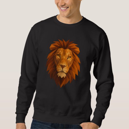 Sweatshirt Tête de lion polygonale - Conception de puissance  (Devant)