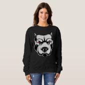 Sweatshirt Tête Pitbulle Aux Yeux Rouges (Devant entier)