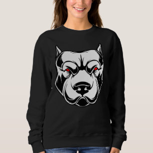 Sweatshirt Tête Pitbulle Avec Oranges Des Yeux Rouges