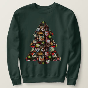 Sweatshirt Têtes de chat dans l'espace drôle laide de Noël