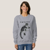 Sweatshirt Texte d'art de chat blanc gris Amoureux des chats  (Devant entier)