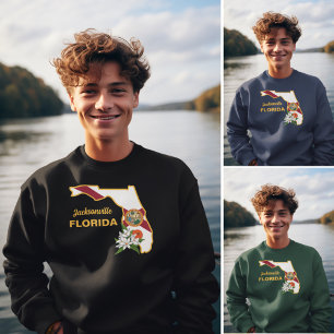 Sweatshirt Texte personnalisé Floride Drapeau & Fleur Orange