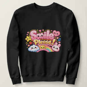Sweatshirt texte Sourire s'il vous plaît style kawaai