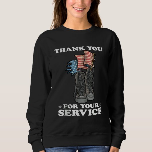 Sweatshirt Thank You For Your Service Veteran US Flag Veteran (Devant)
