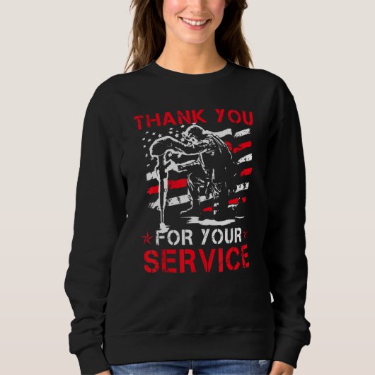 Sweatshirt Thank You For Your Service Veteran US Flag Veteran (Devant)
