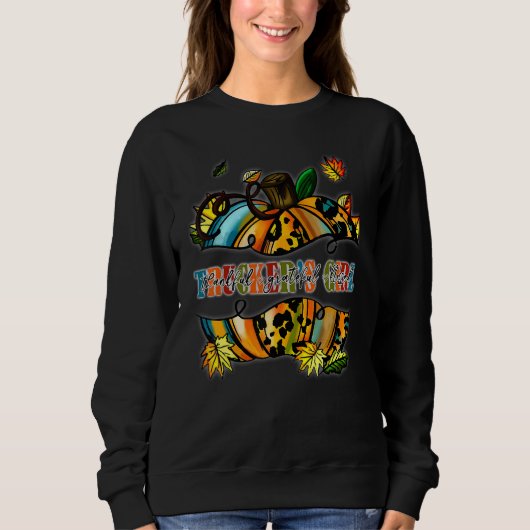 Sweatshirt Thankful And Grateful And Blessed Trucker Girl (Devant)