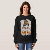 Sweatshirt Thankful Grateful Blessed Mimi Pumpkins Messy Bun (Devant entier)