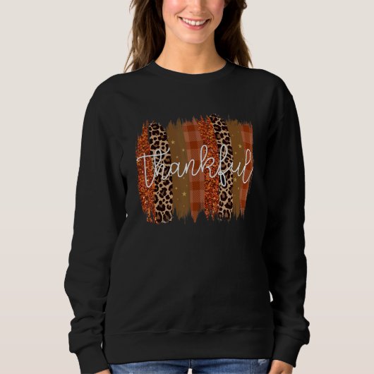Sweatshirt Thankful Leopard Brushstrokes Thanksgiving (Devant)