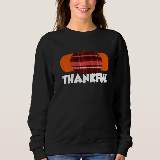 Sweatshirt Thankful Thanksgiving Pumpkin Flannel   (Devant)