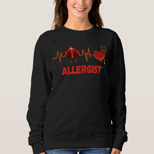Sweatshirt Thanksgiving Allergist Heartbeat Stethoscope Turke (Devant)