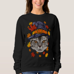 Sweatshirt Thanksgiving American Shorthair Pilgrime Costume F