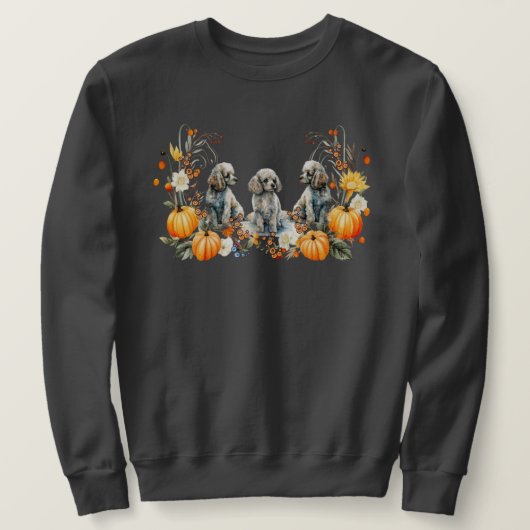 Sweatshirt Thanksgiving Fall Poodle Dog with Pumpkins design (Design devant)