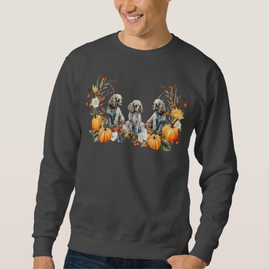 Sweatshirt Thanksgiving Fall Poodle Dog with Pumpkins design  (Devant)