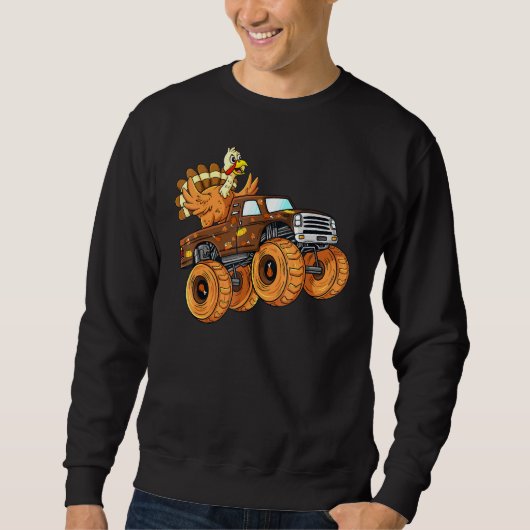 Sweatshirt Thanksgiving Turquie équitation Monster Truck Boys (Devant)