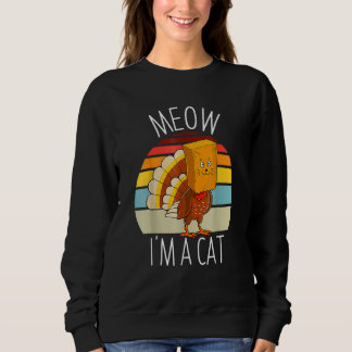 Sweatshirt Thanksgiving Women Men Kid Family Turkey Meow Fake