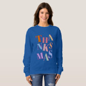 Sweatshirt THANKSMAS texte coloré, drôle et désordonné (Devant entier)