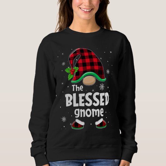 Sweatshirt The Blessed Gnome Buffalo Plaid Christmas Matching (Devant)