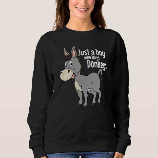 Sweatshirt The Boy Who Loves Donkeys Zoo Animal Mule Heart (Devant)