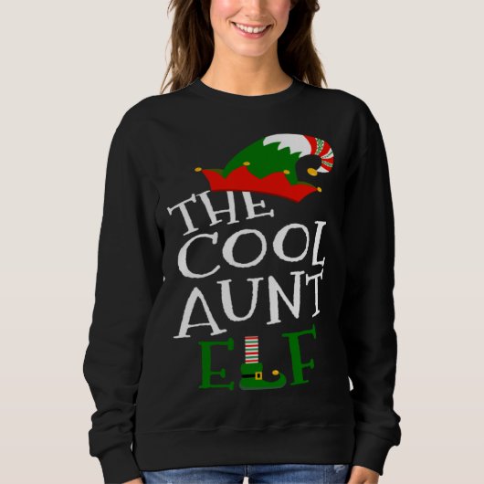 Sweatshirt The Cool Aunt Elf Family Matching Group Christmas (Devant)