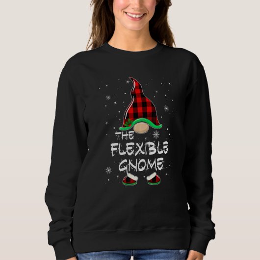 Sweatshirt The Flexible Gnome Red Buffalo Plaid Christmas Paj (Devant)