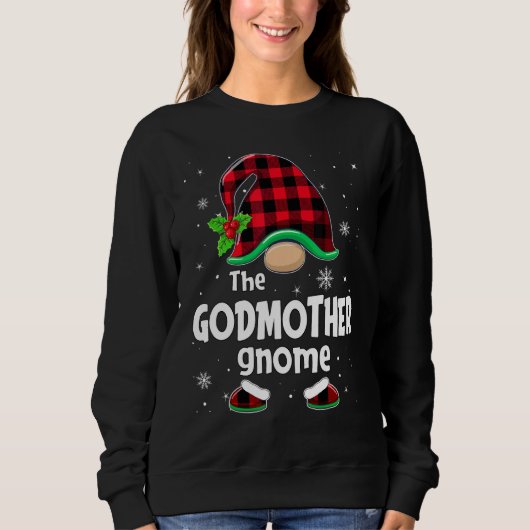 Sweatshirt The Godmother Gnome Buffalo Plaid Christmas Matchi (Devant)