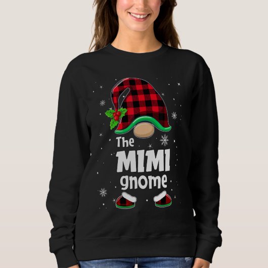 Sweatshirt The Mimi Gnome Buffalo Plaid Christmas Matching Fa (Devant)