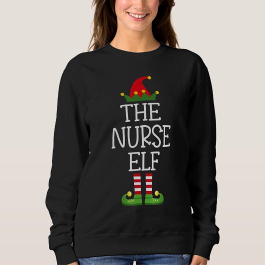 Sweatshirt The Nurse Elf Family Matching Group Christmas (Devant)