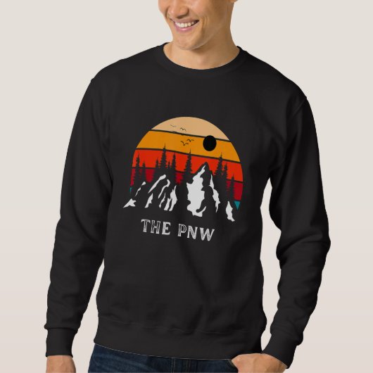 Sweatshirt The Pnw Souvenir Retro Sunset Mountains (Devant)