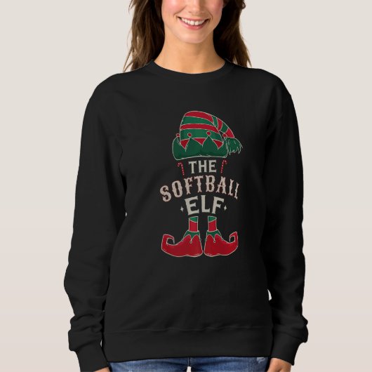Sweatshirt The Softball Elf Cute Ugly Christmas Sweater Famil (Devant)