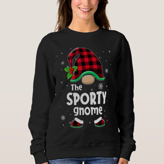 Sweatshirt The Sporty Gnome Buffalo Plaid Christmas Matching  (Devant)