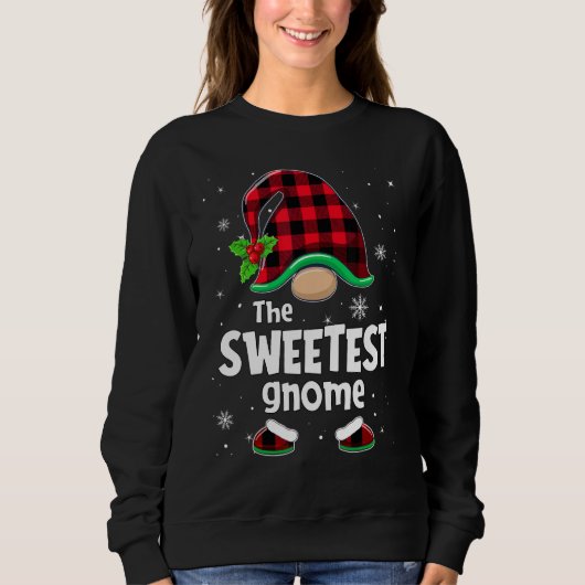 Sweatshirt The Sweetest Gnome Buffalo Plaid Christmas Matchin (Devant)