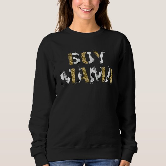 Sweatshirt Thème "Boy Mama For Women Empreinte de léopard Soc (Devant)