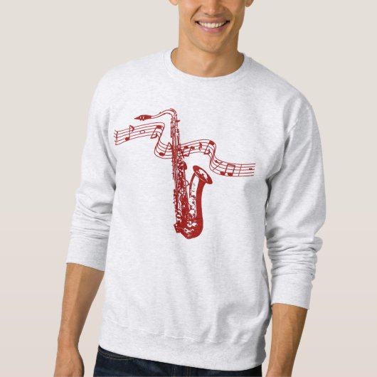Sweatshirt Thème musical Red Saxophone et notes -Sweatshirt (Devant)