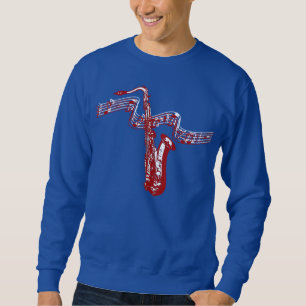 Sweatshirt Thème musical Saxophone rouge et notes -Sweatshirt