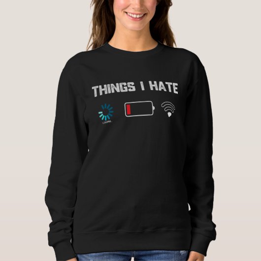 Sweatshirt Thèmes que je déteste Low Battery Gamer Developer (Devant)