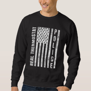 Sweatshirt Thermostat Police Us Drapeau Distorsion Noël