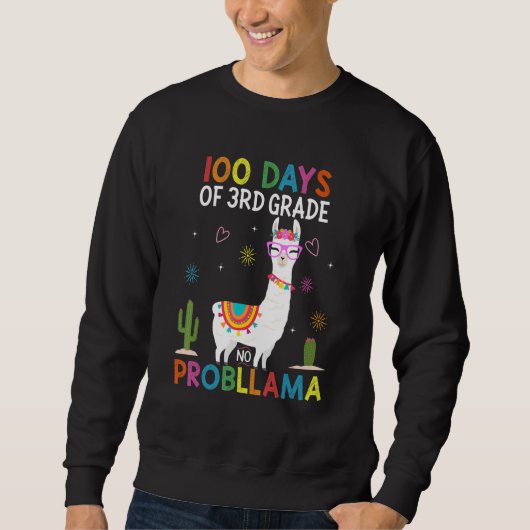 Sweatshirt Third 3rd Grade No Prob Llama Teacher 100th Day of (Devant)