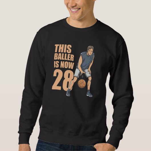 Sweatshirt This Baller Is Now 28 Cute 28th Basketball For Boy (Devant)
