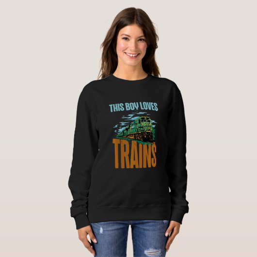 Sweatshirt This Boy Loves Trains  Train Boys (Devant entier)