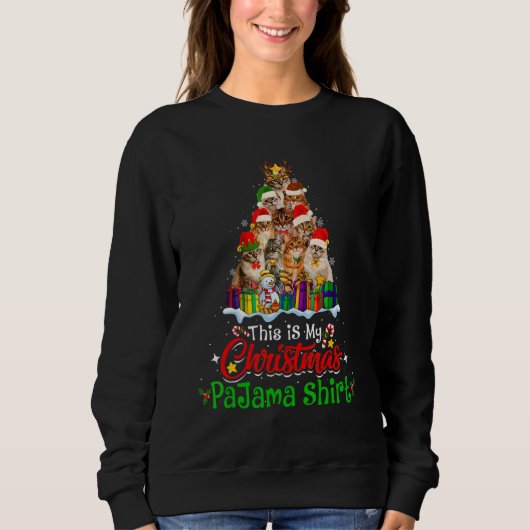Sweatshirt This Is My Christmas Pajama  Siberian Cat Xmas Tre (Devant)