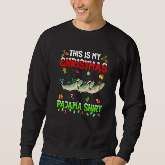 Sweatshirt This Is My Christmas Pajama Xmas Salmon Squad (Devant)